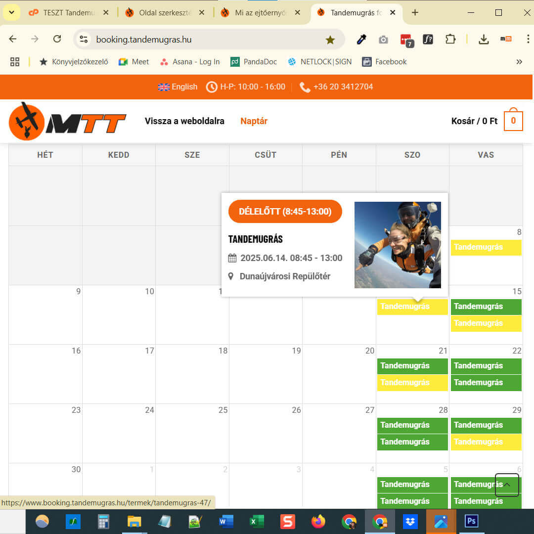 Ejtőernyős tandemugrás felkészülés